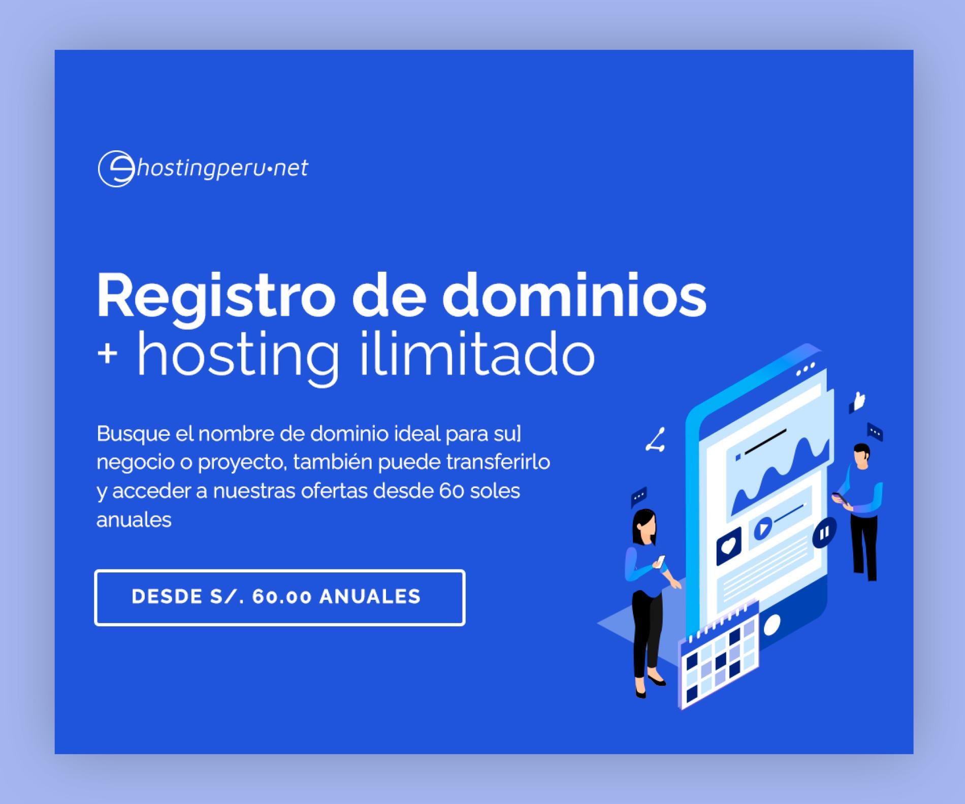 Registro o transferencia de dominios + oferta de alojamiento web por un año
